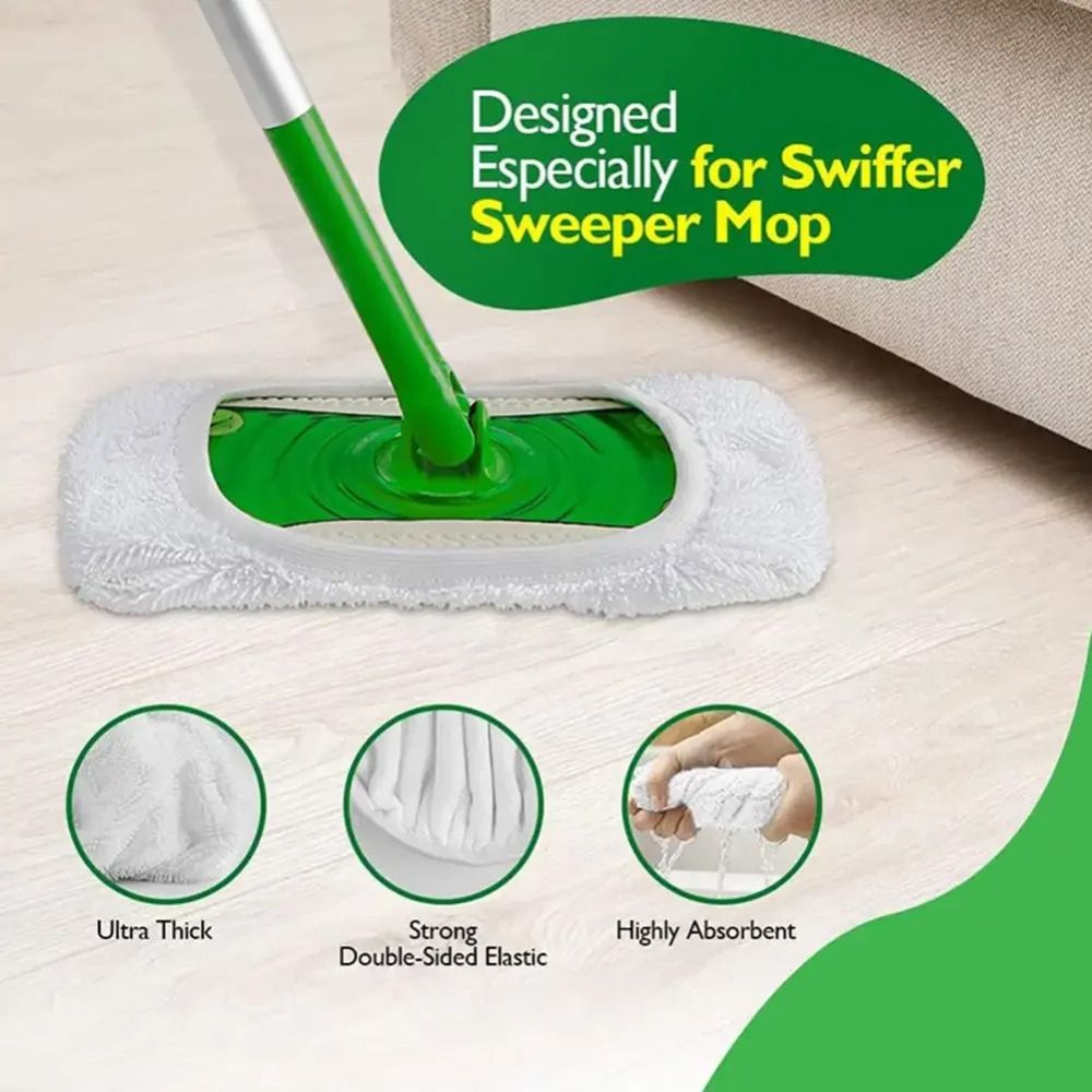 Cloth Pad Reusable - 1/4Pcs Flat Mop Head Microfiber Mop