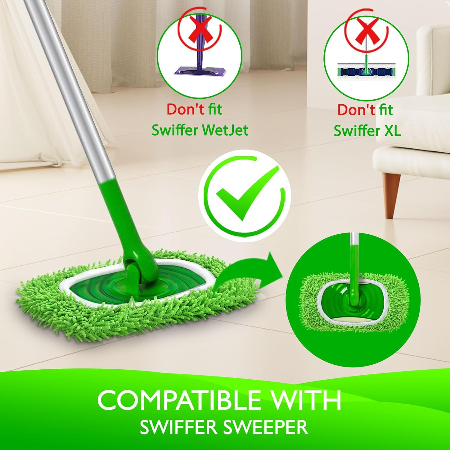 2 Pack Reusable Microfiber Mop - Cloth Pad Reusable recension och pris